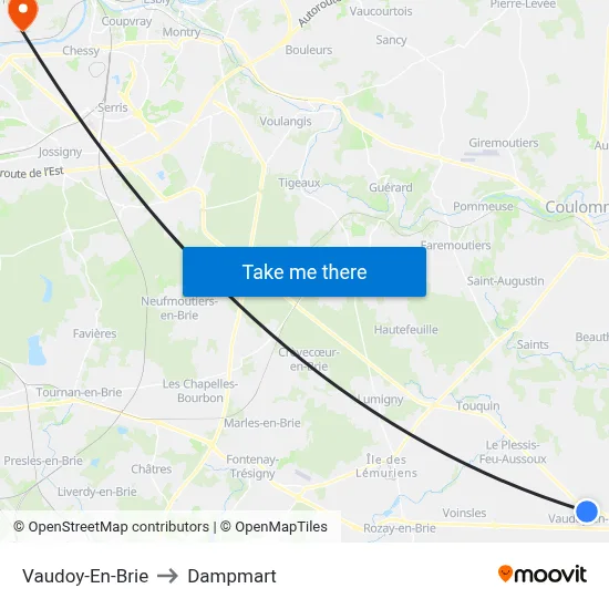 Vaudoy-En-Brie to Dampmart map