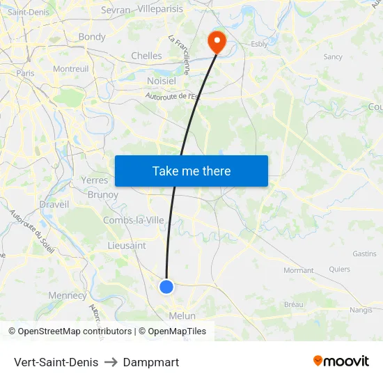 Vert-Saint-Denis to Dampmart map