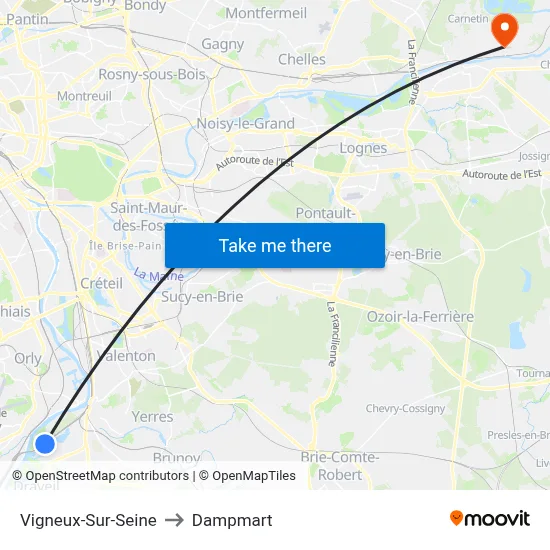 Vigneux-Sur-Seine to Dampmart map