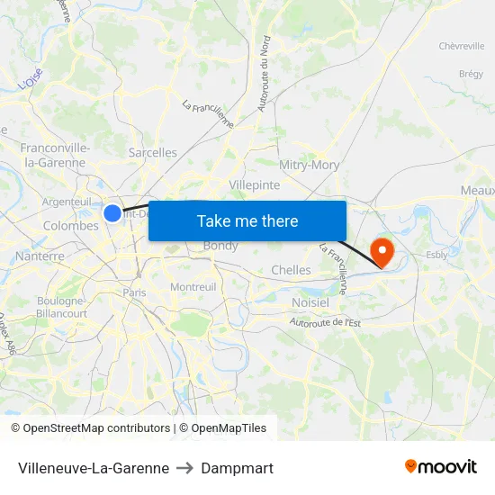 Villeneuve-La-Garenne to Dampmart map