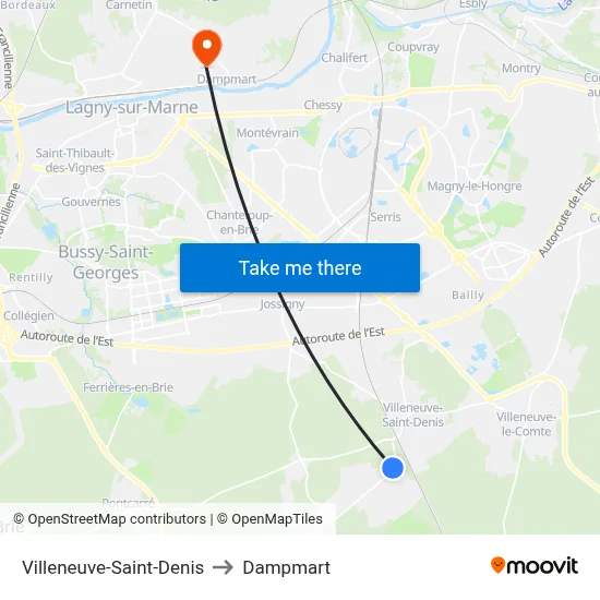Villeneuve-Saint-Denis to Dampmart map