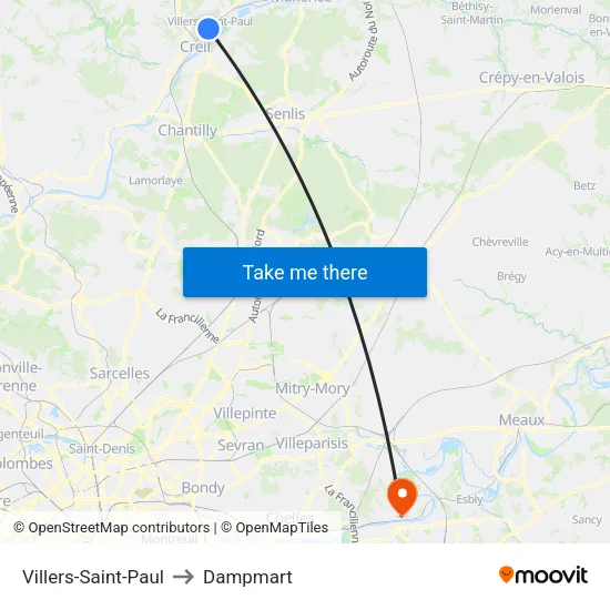 Villers-Saint-Paul to Dampmart map