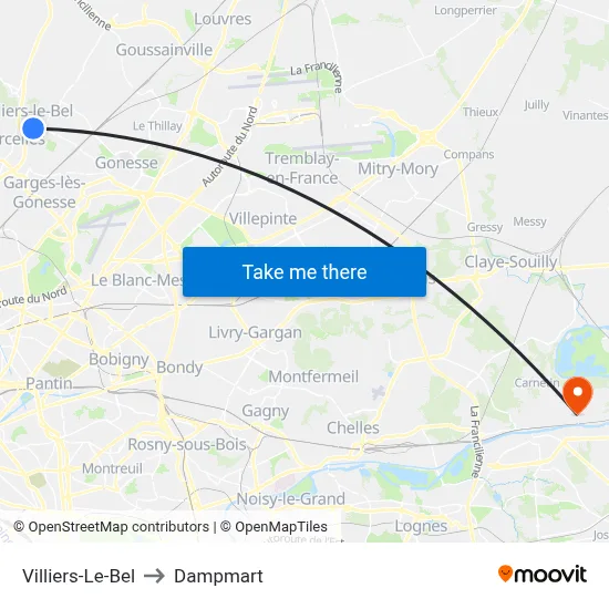 Villiers-Le-Bel to Dampmart map