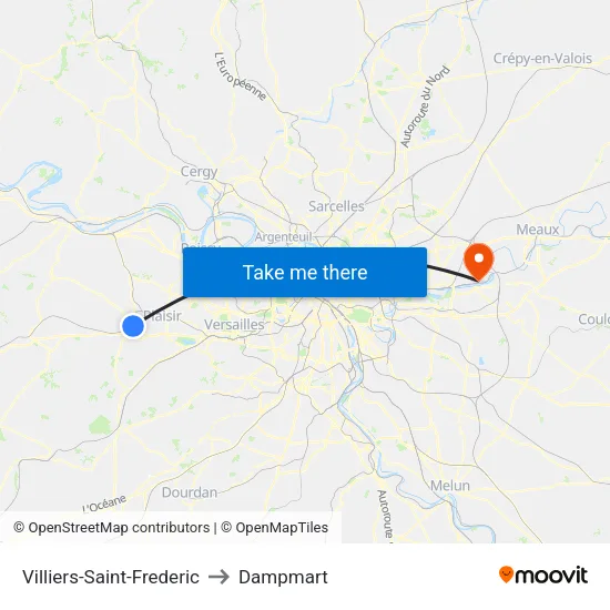 Villiers-Saint-Frederic to Dampmart map