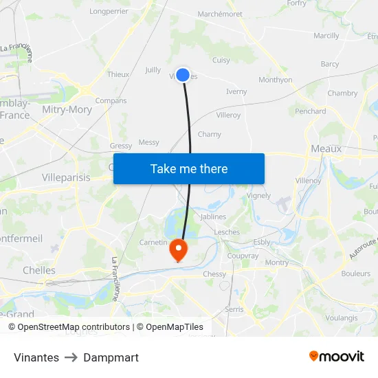 Vinantes to Dampmart map