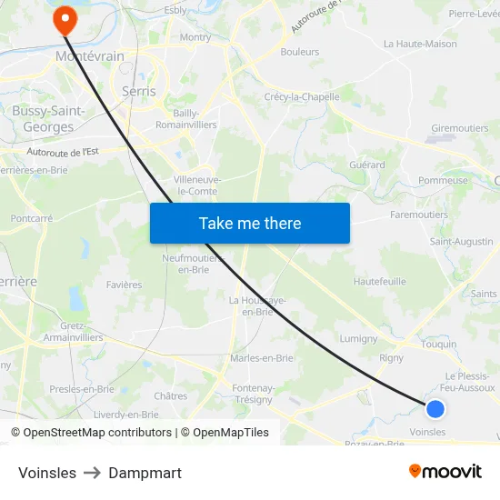 Voinsles to Dampmart map