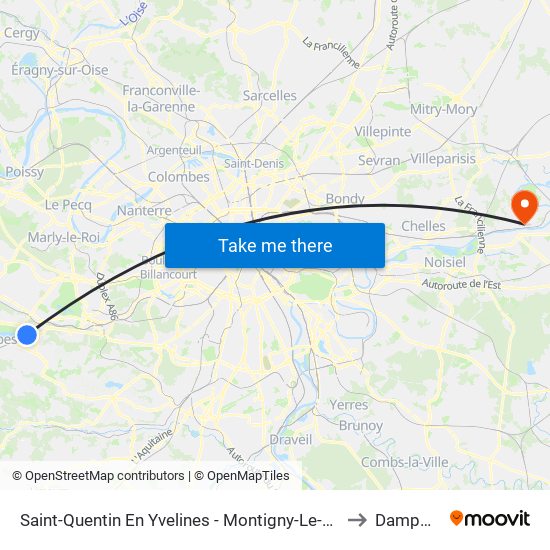 Saint-Quentin En Yvelines - Montigny-Le-Bretonneux to Dampmart map