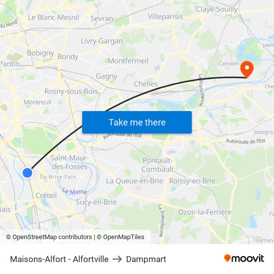 Maisons-Alfort - Alfortville to Dampmart map