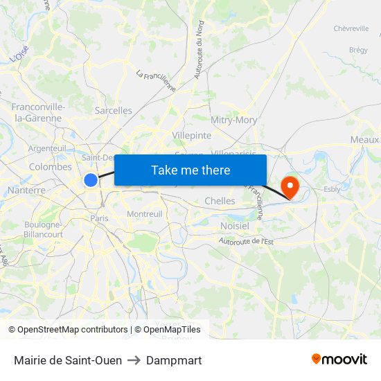 Mairie de Saint-Ouen to Dampmart map
