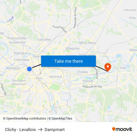 Clichy - Levallois to Dampmart map