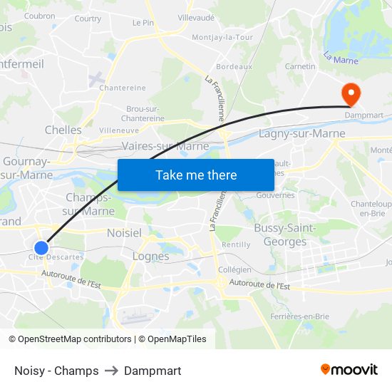 Noisy - Champs to Dampmart map