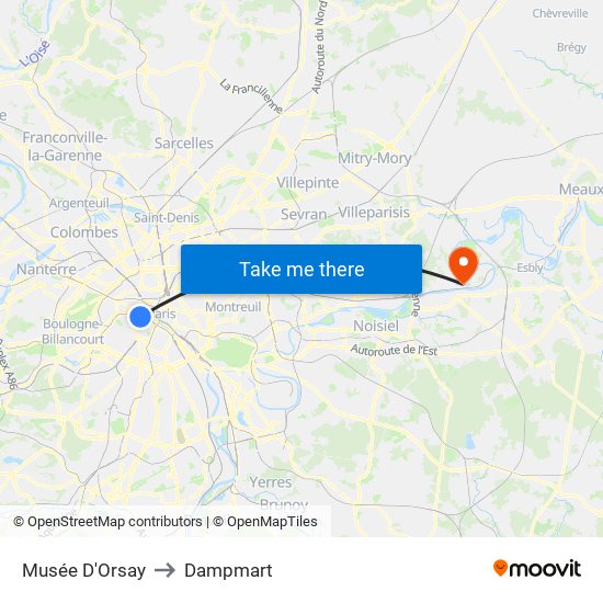 Musée D'Orsay to Dampmart map