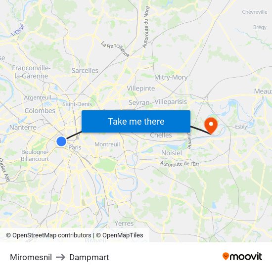 Miromesnil to Dampmart map