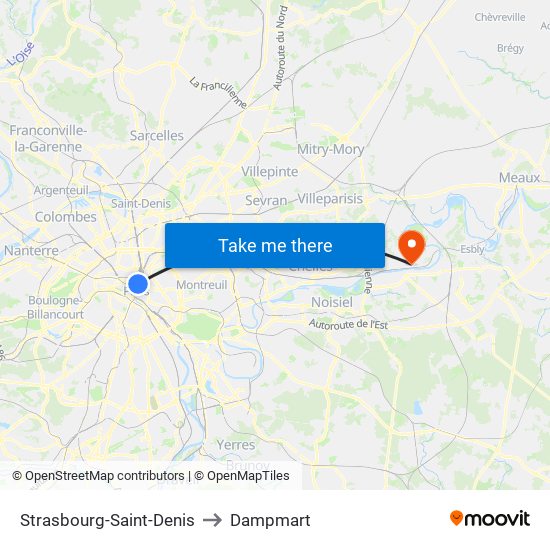 Strasbourg-Saint-Denis to Dampmart map