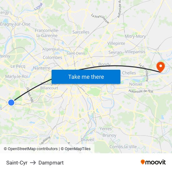 Saint-Cyr to Dampmart map