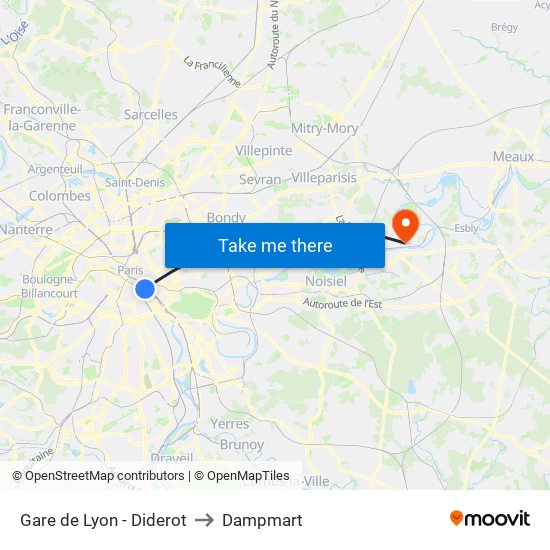 Gare de Lyon - Diderot to Dampmart map