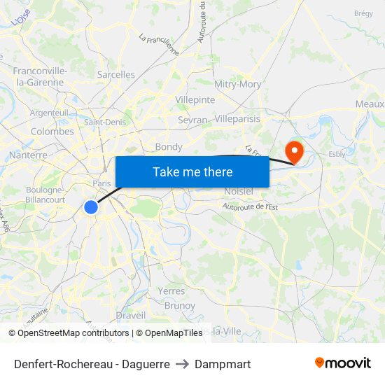 Denfert-Rochereau - Daguerre to Dampmart map