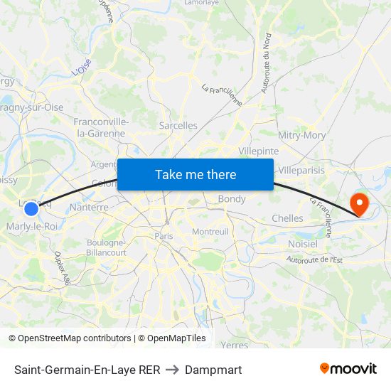 Saint-Germain-En-Laye RER to Dampmart map