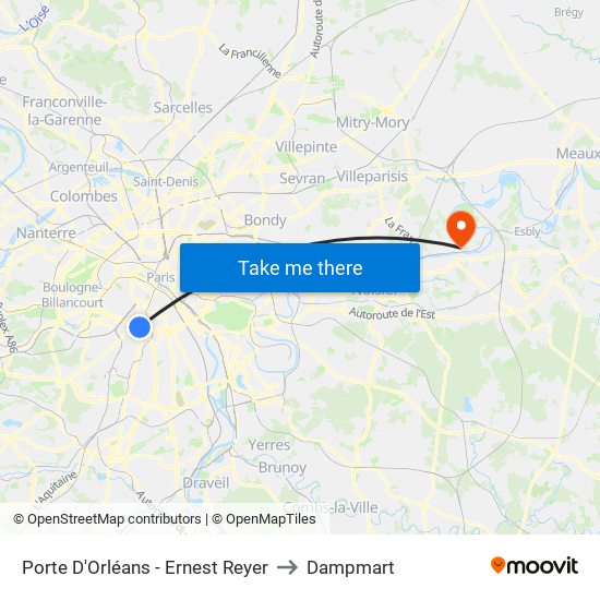 Porte D'Orléans - Ernest Reyer to Dampmart map