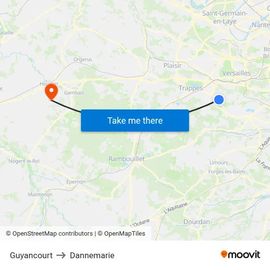 Guyancourt to Dannemarie map