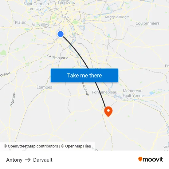 Antony to Darvault map