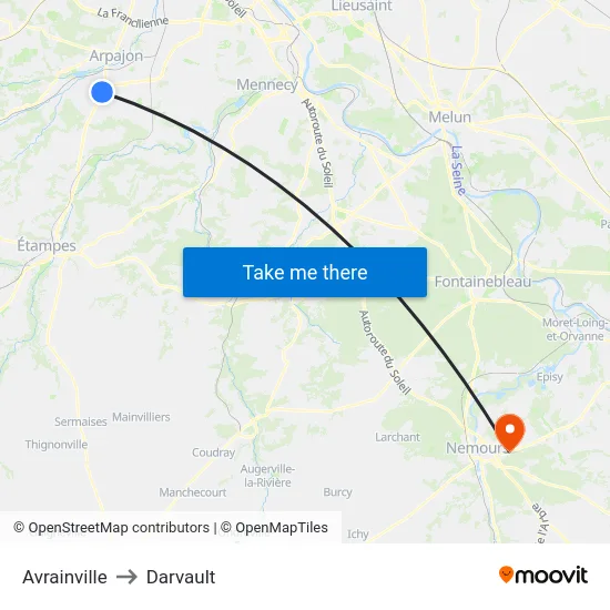 Avrainville to Darvault map