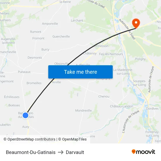 Beaumont-Du-Gatinais to Darvault map
