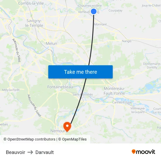Beauvoir to Darvault map