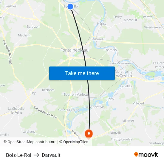 Bois-Le-Roi to Darvault map