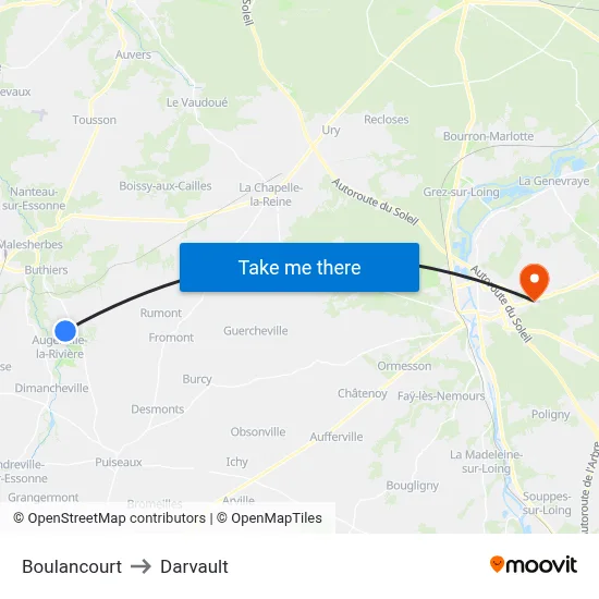Boulancourt to Darvault map