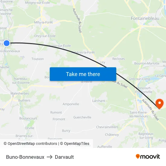 Buno-Bonnevaux to Darvault map