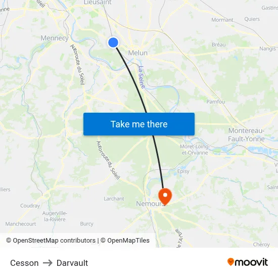 Cesson to Darvault map
