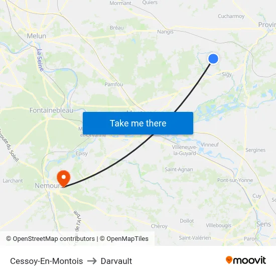 Cessoy-En-Montois to Darvault map