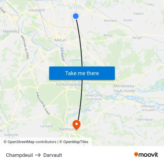 Champdeuil to Darvault map