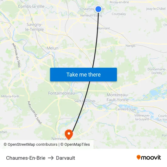 Chaumes-En-Brie to Darvault map