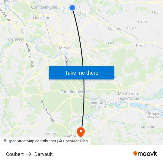 Coubert to Darvault map