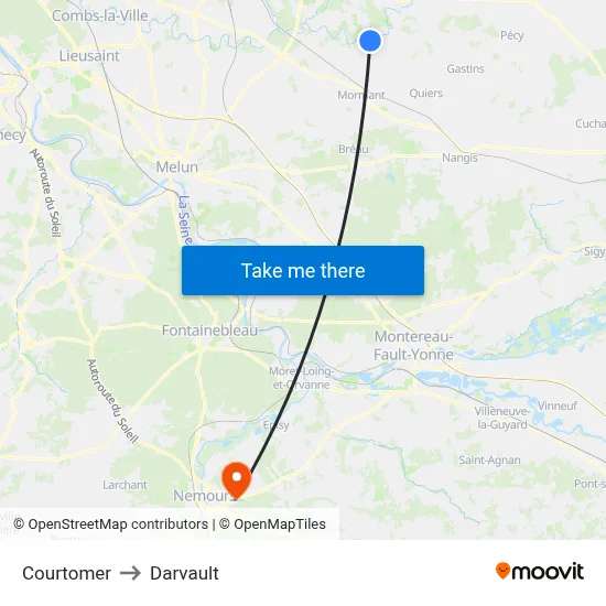 Courtomer to Darvault map