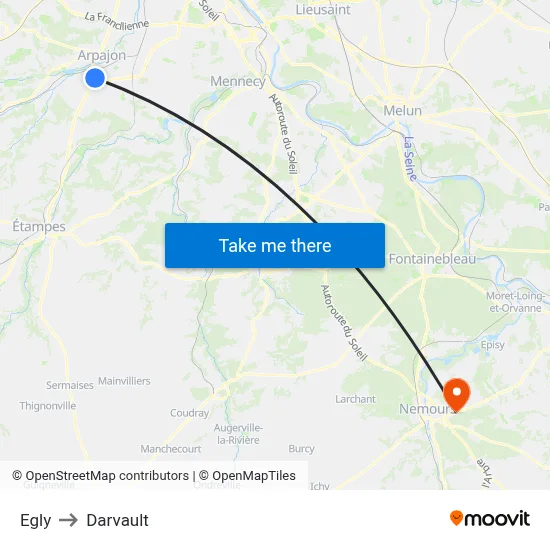 Egly to Darvault map
