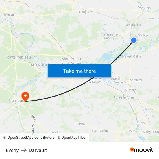 Everly to Darvault map