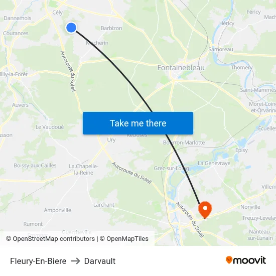 Fleury-En-Biere to Darvault map