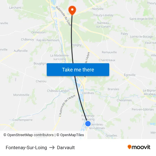 Fontenay-Sur-Loing to Darvault map