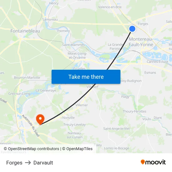 Forges to Darvault map