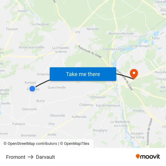 Fromont to Darvault map