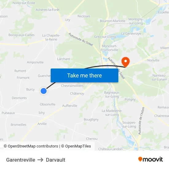 Garentreville to Darvault map