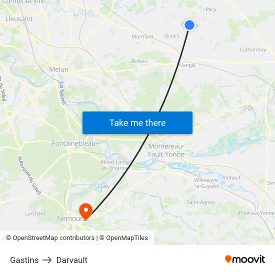 Gastins to Darvault map