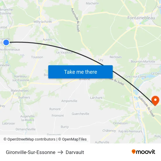 Gironville-Sur-Essonne to Darvault map
