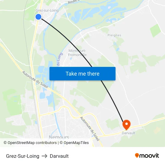 Grez-Sur-Loing to Darvault map