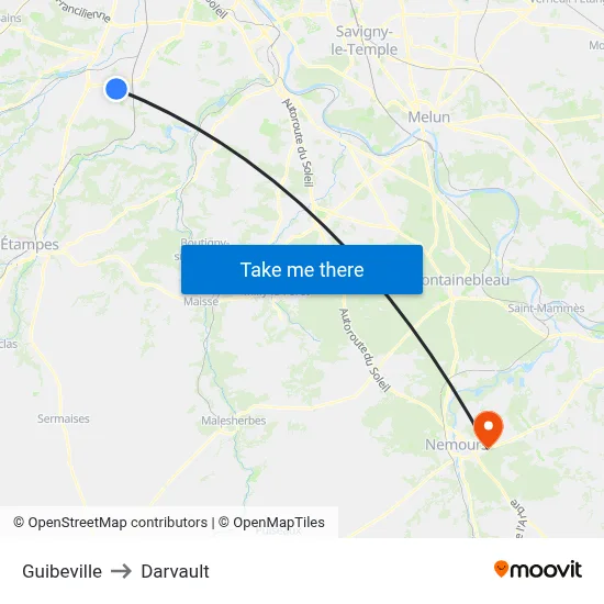 Guibeville to Darvault map