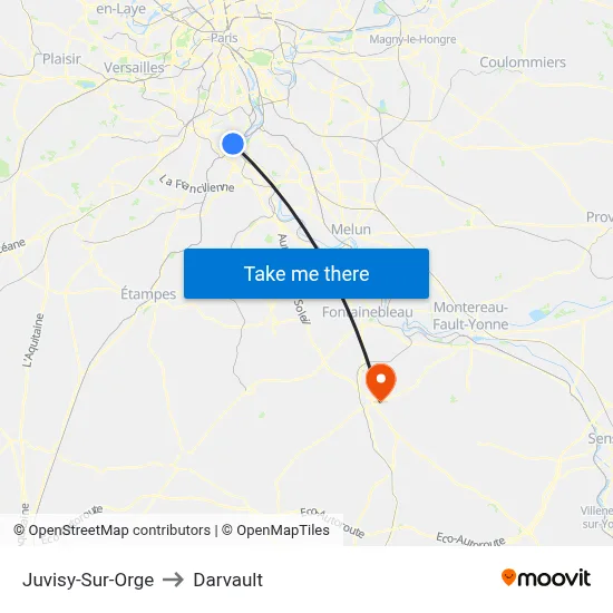 Juvisy-Sur-Orge to Darvault map