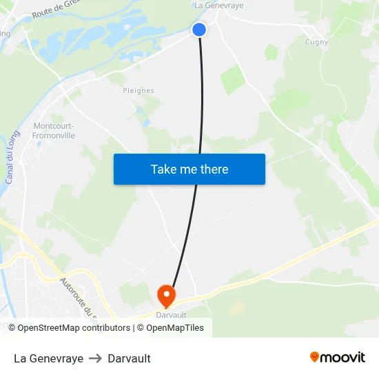 La Genevraye to Darvault map